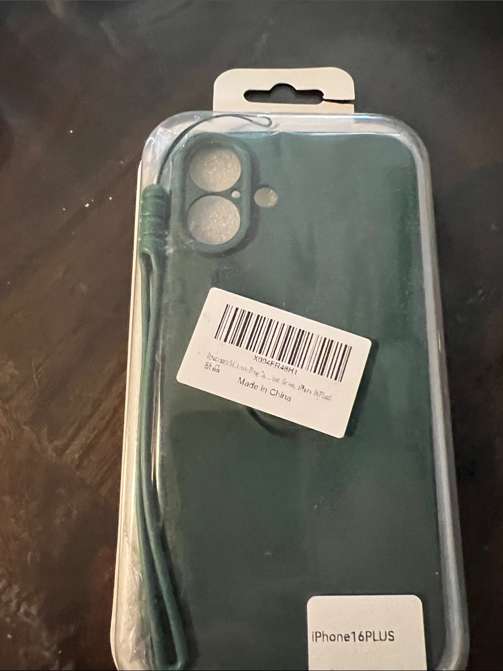 Protective Dark Green Phone Case with Wrist Strap for iPhone 16 Plus
